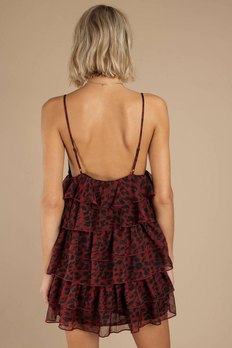 tommy red ruffle leopard dress