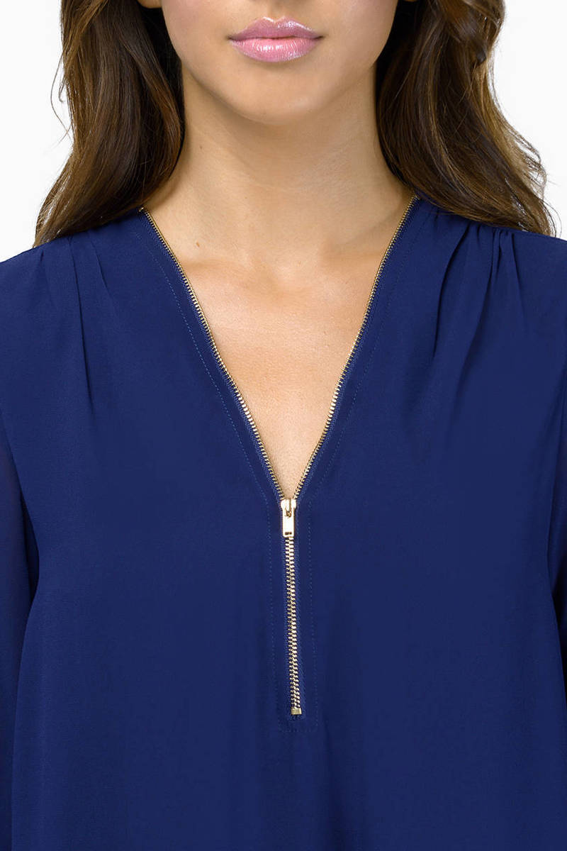 zipper front blouse