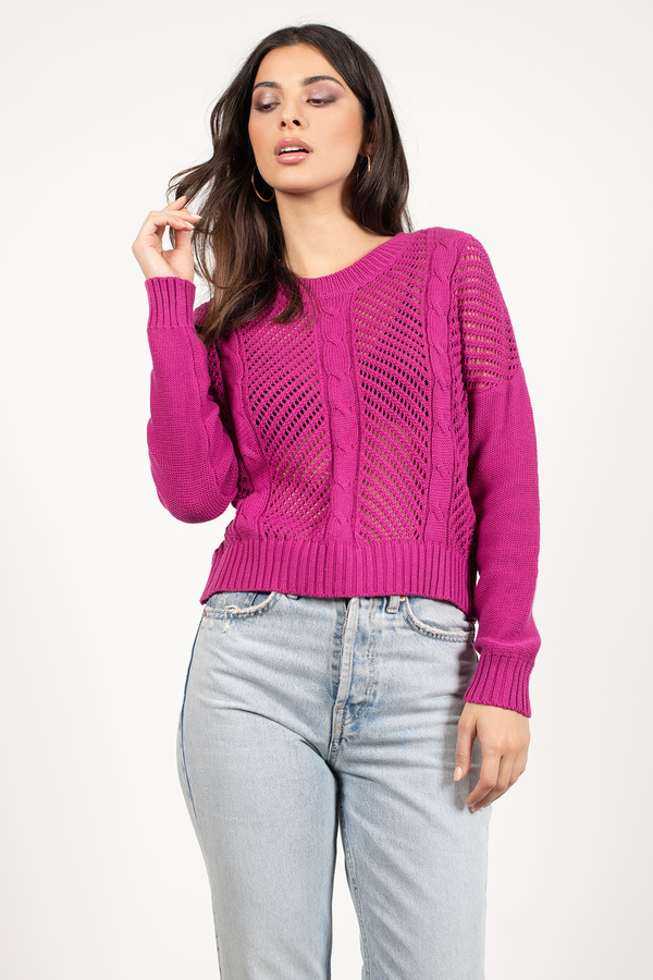 Berry Sweater - Pink Sweater - Cable Knit Sweater - Fuchsia Top - $12 ...