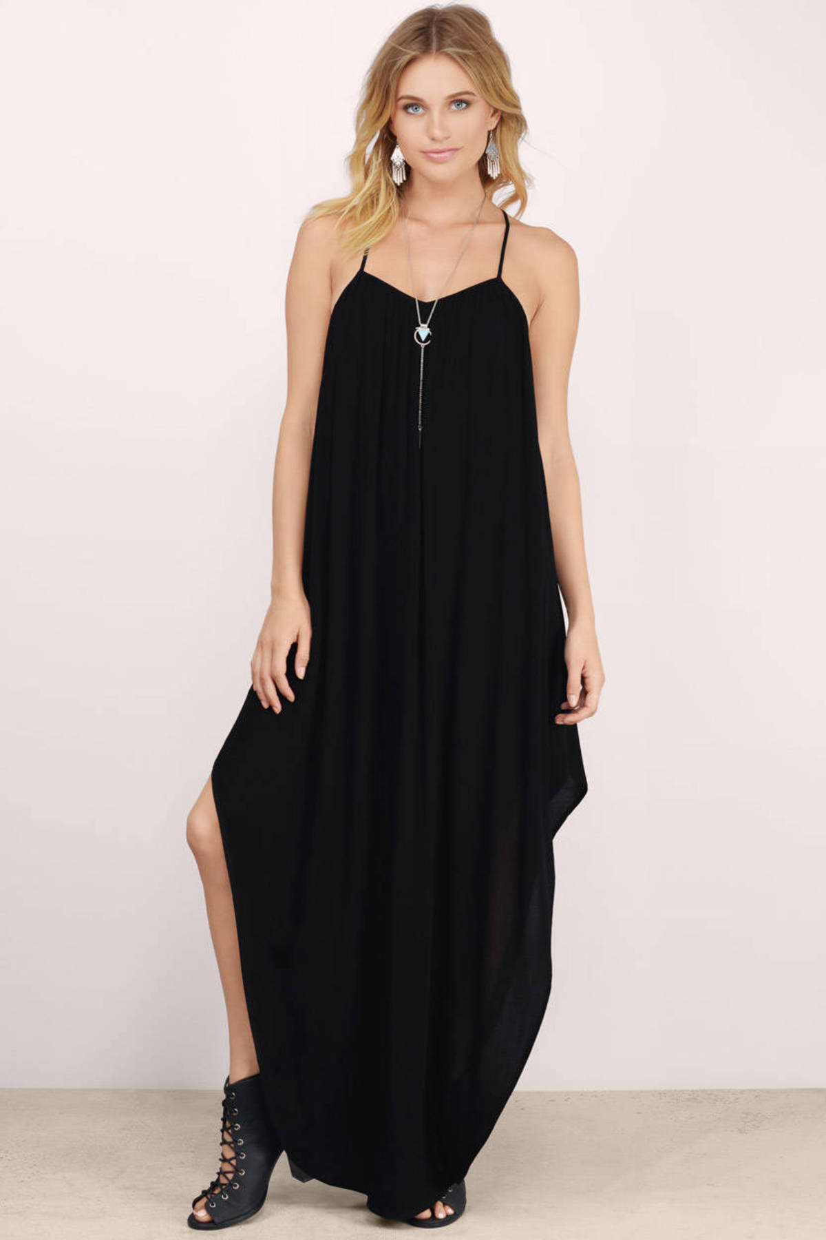 Alessia Gauze Maxi Dress in Black - $14 | Tobi US