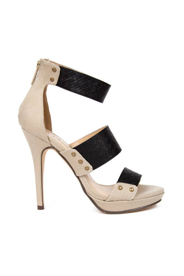 Tudor Platform Heels in Black and Taupe - $59 | Tobi US