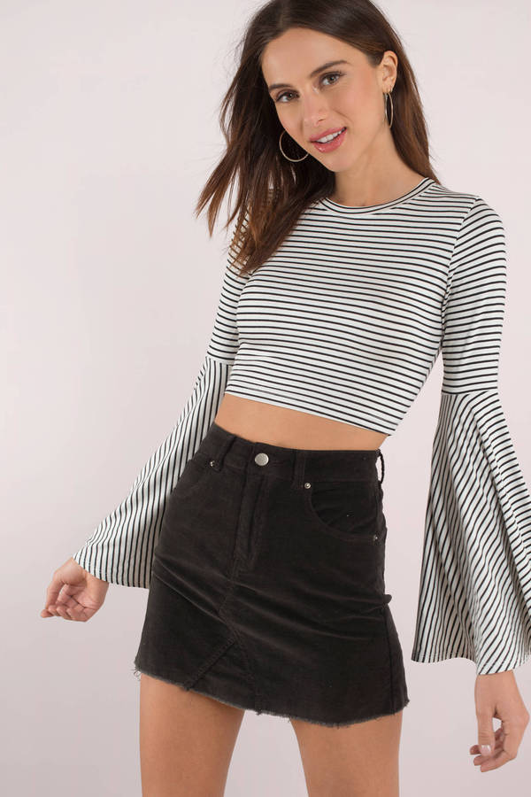 Flare By It Stripe Crop Top in Black And White - $15 | Tobi US