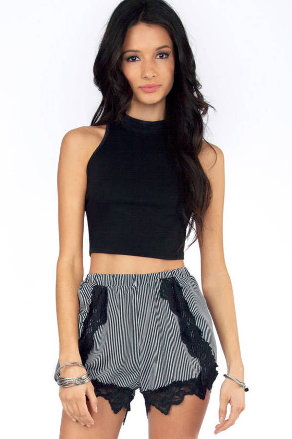 Lingering Laced Shorts in Black and White - $38 | Tobi US
