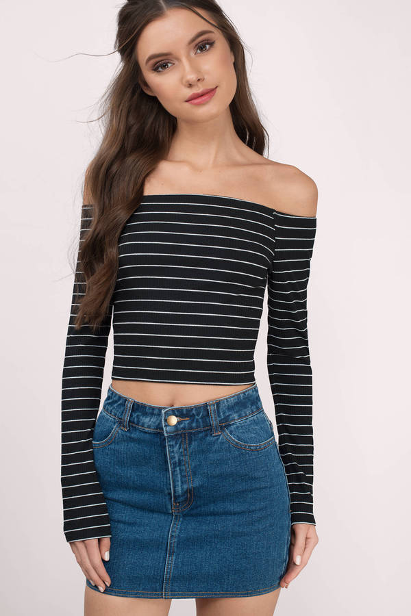 Cute Wine And White Basic Top - Red Top - Off Shoulder Top - $23 | Tobi US