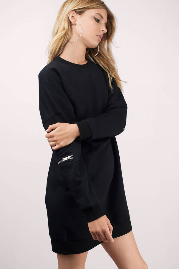 Black Dress - Sweater Dress - Cozy Sweatshirt - Day Dress - $35 | Tobi US