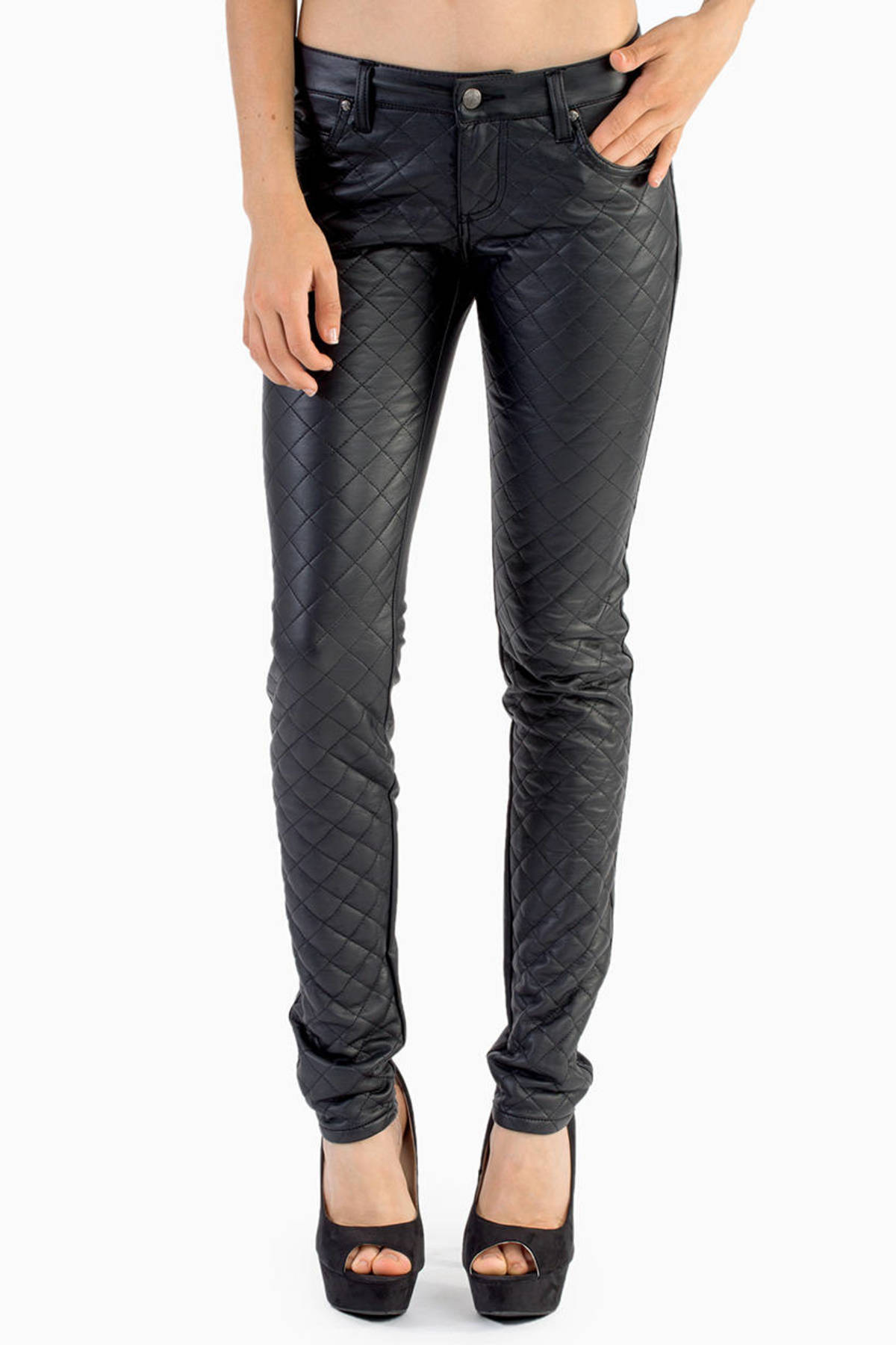Cali Faux Leather Quilted Pant in Black - $52 | Tobi US