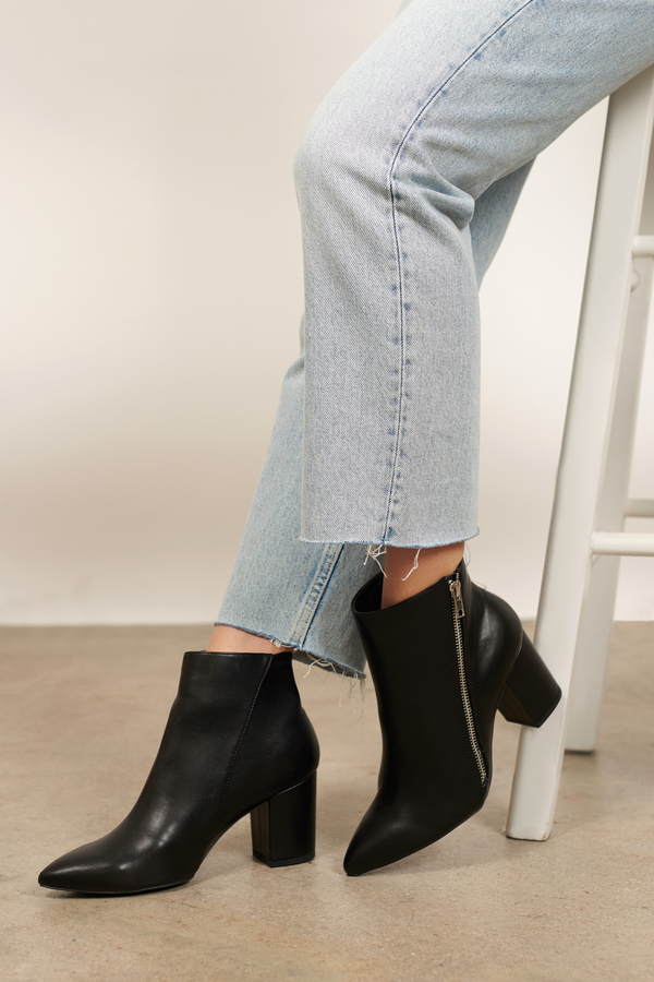 Chandra Pointed Toe Ankle Boots in Black - $78 | Tobi US