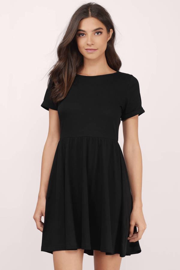 Cute Black Skater Dress - Above The Knee Dress - Skater Dress - $22 ...
