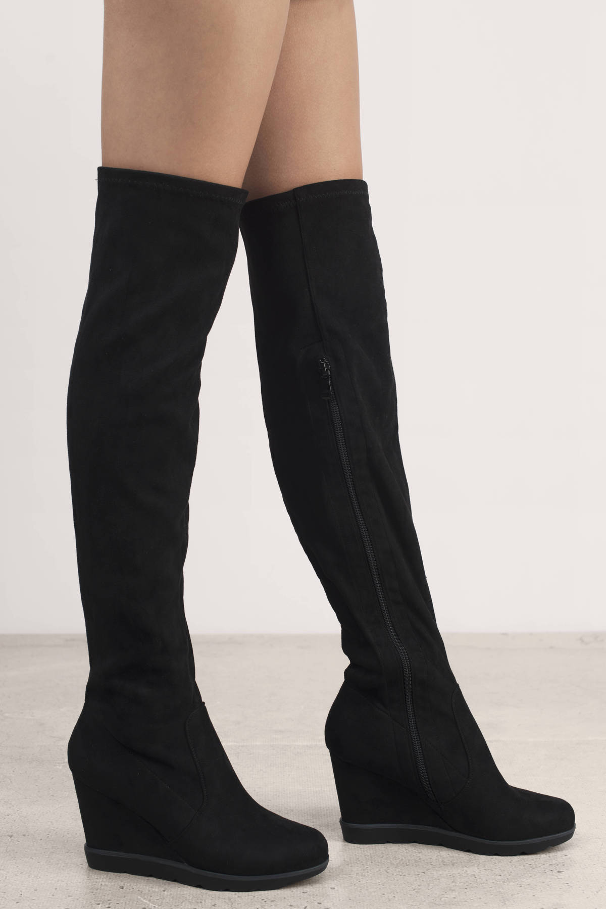 Diana Suede Wedge Boots in Black - $48 | Tobi US