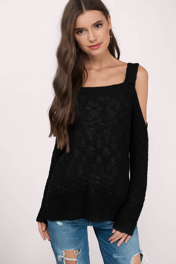 Eileen Cold Shoulder Sweater in Black - $28 | Tobi US