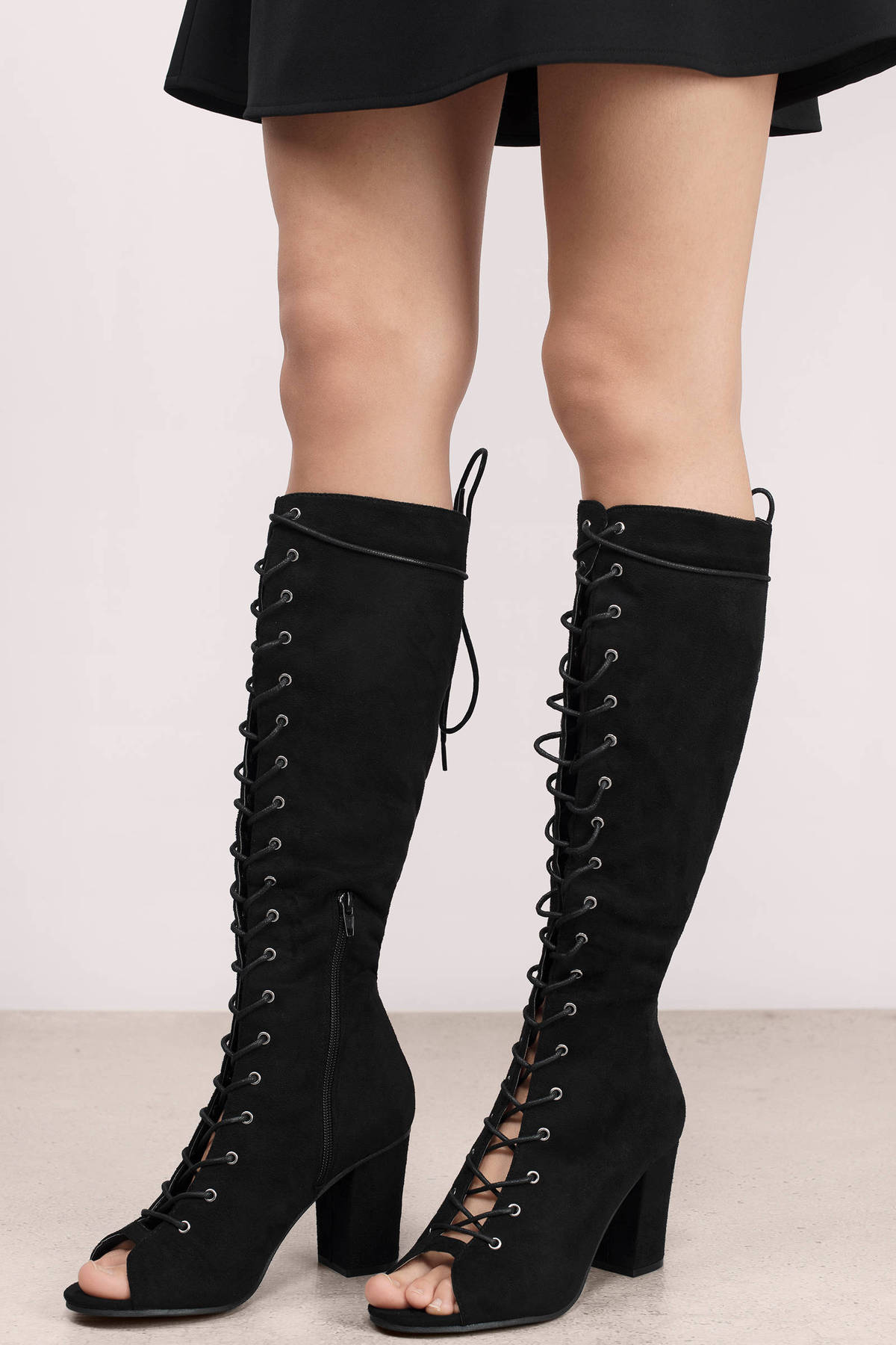 Ellie Peep Toe Boots In Black 20 Tobi Us 5392