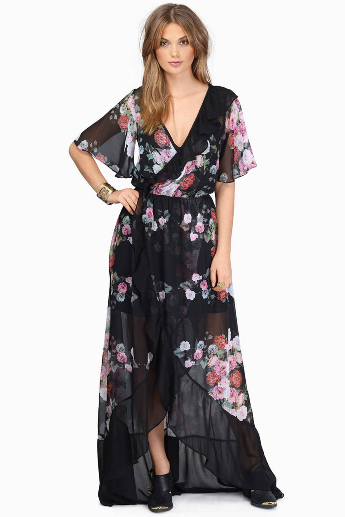 Summer Waves Maxi Dress in Black Floral - $18 | Tobi US