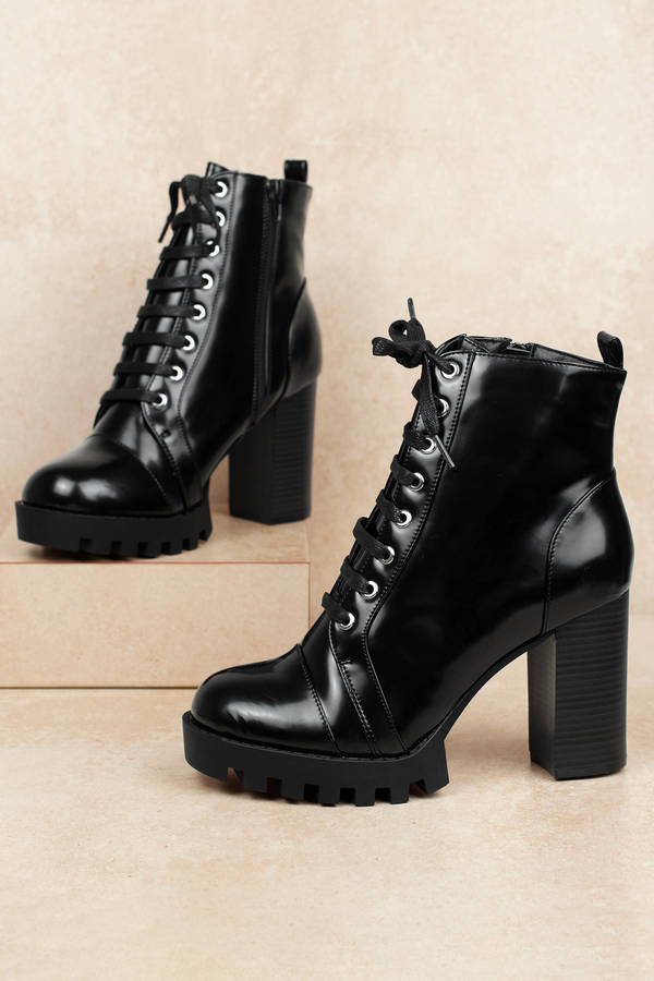 black booties heel lace up