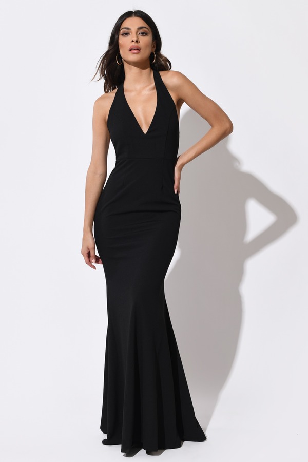 black halter gown