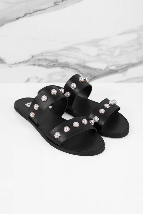 pearl black sandals