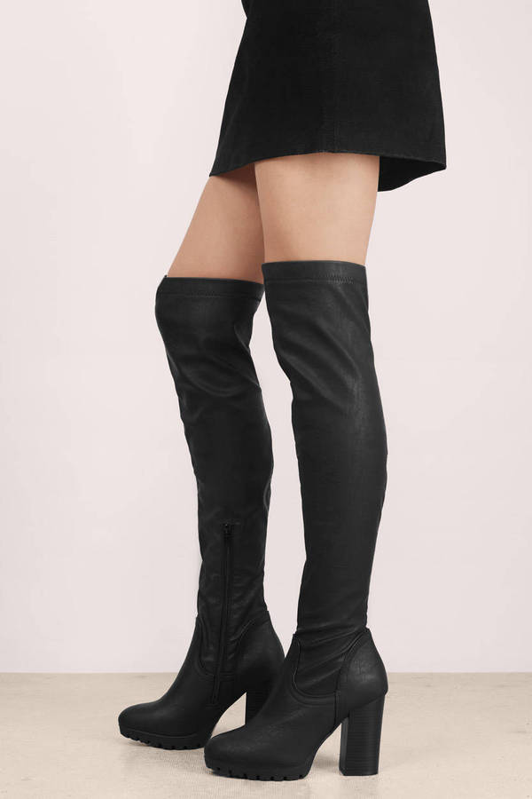 Black Boots - Fitted Thigh High Boots - Black Going Out Boots - $30 ...