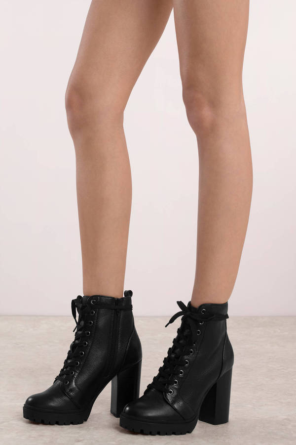 black boot heels lace up