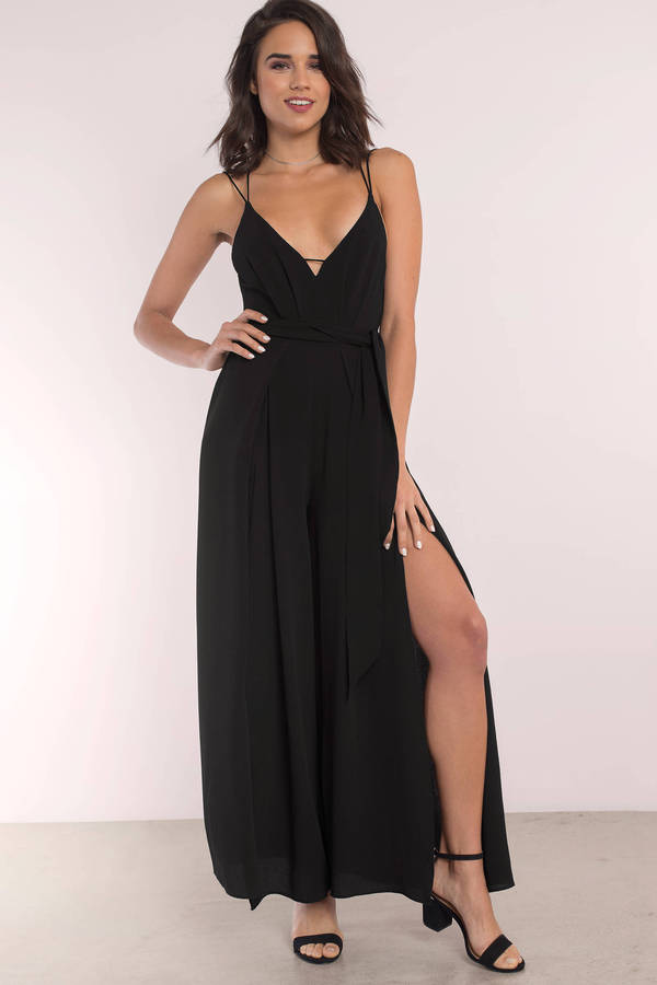 Like A Star Plunging Jumpsuit in Black - $33 | Tobi US