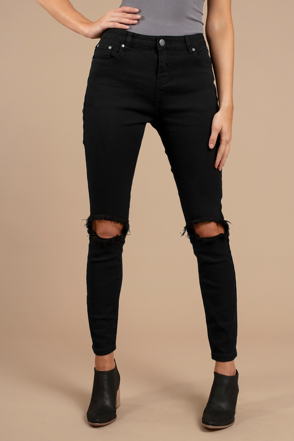Trendy Black Jeans - Distressed Jeans - Skinny Jeans - Denim Jeans
