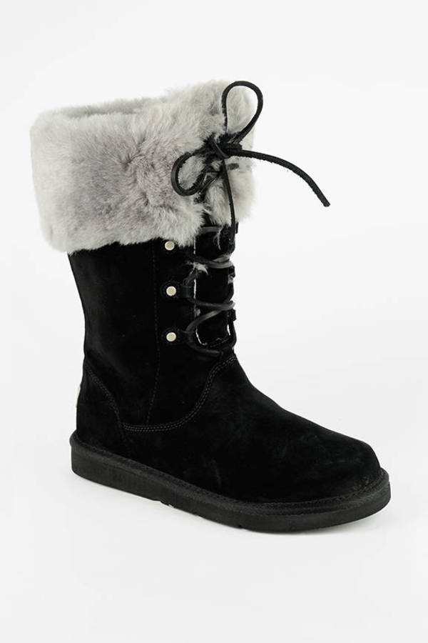 black furry ugg boots