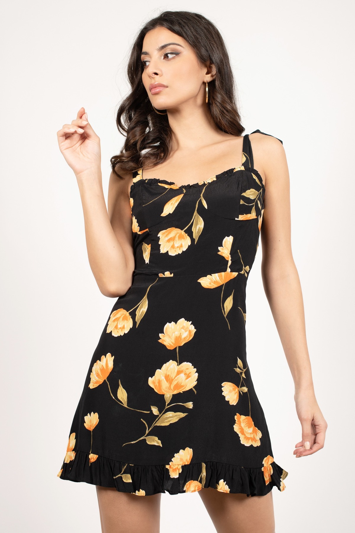 Otto Floral Skater Dress in Black Multi - $88 | Tobi US