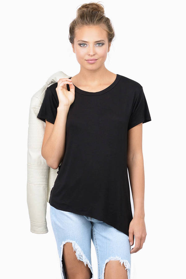 Cute Black Tee Shirt - Side Slits Tee Shirt - Black Tee Shirt - $8 ...