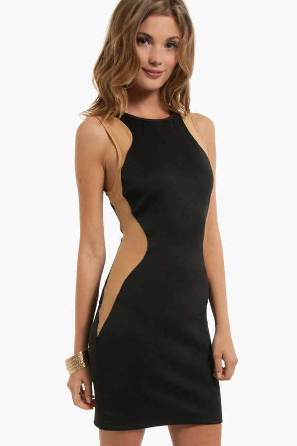 Mesh Panel Dress in Black & Nude - $52 | Tobi US