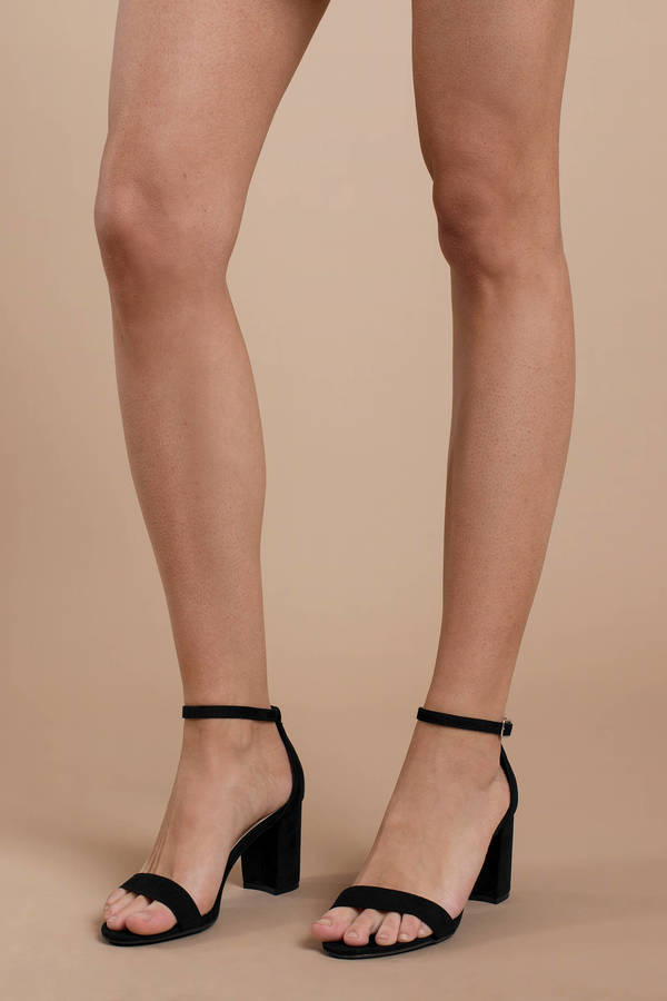 Trendy Black Heels - Faux Suede Heels 