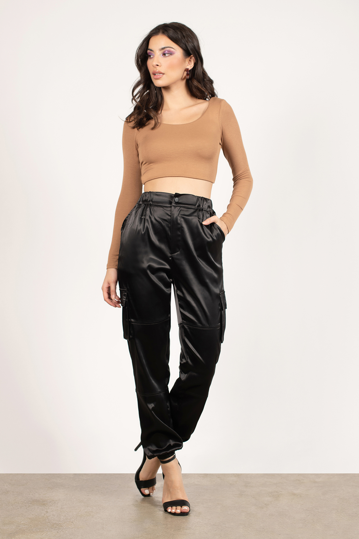 sequin satin joggers