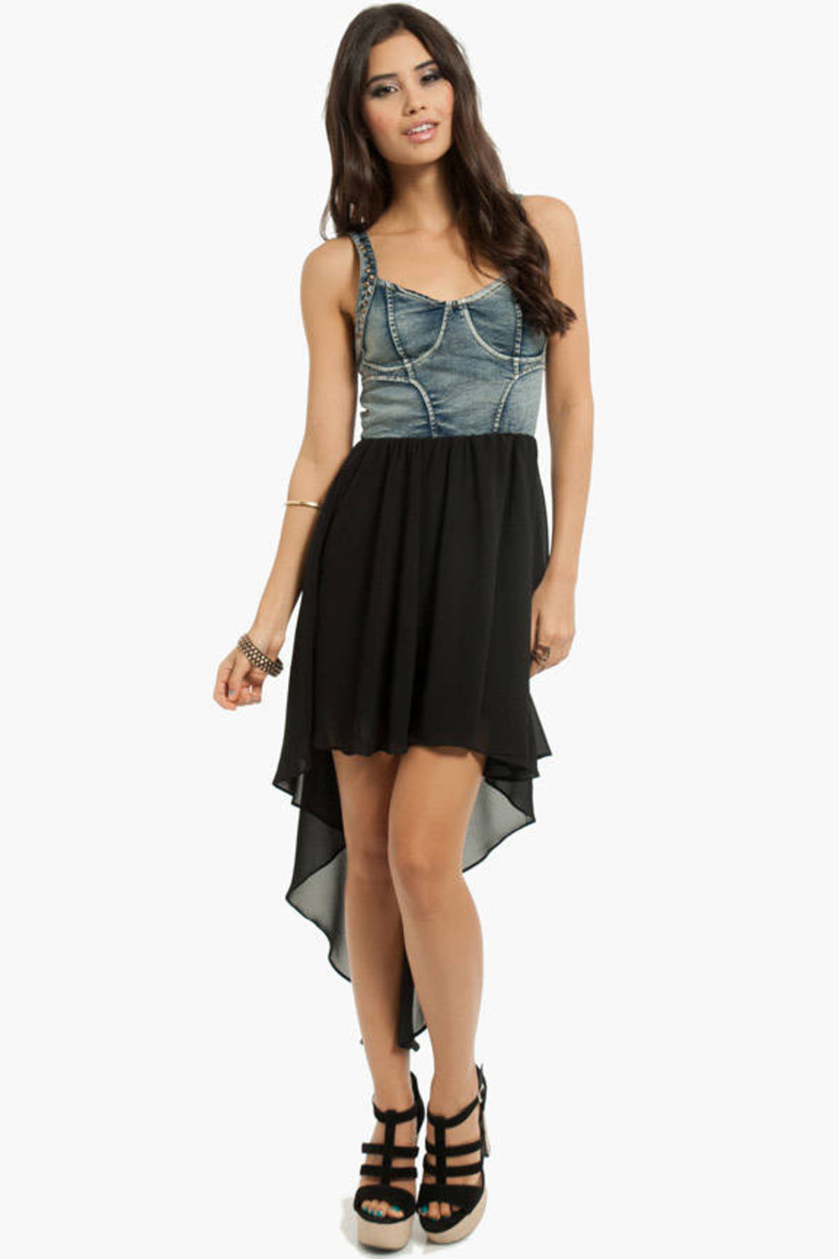 Selena Bustier Denim Dress in Black - $21 | Tobi US