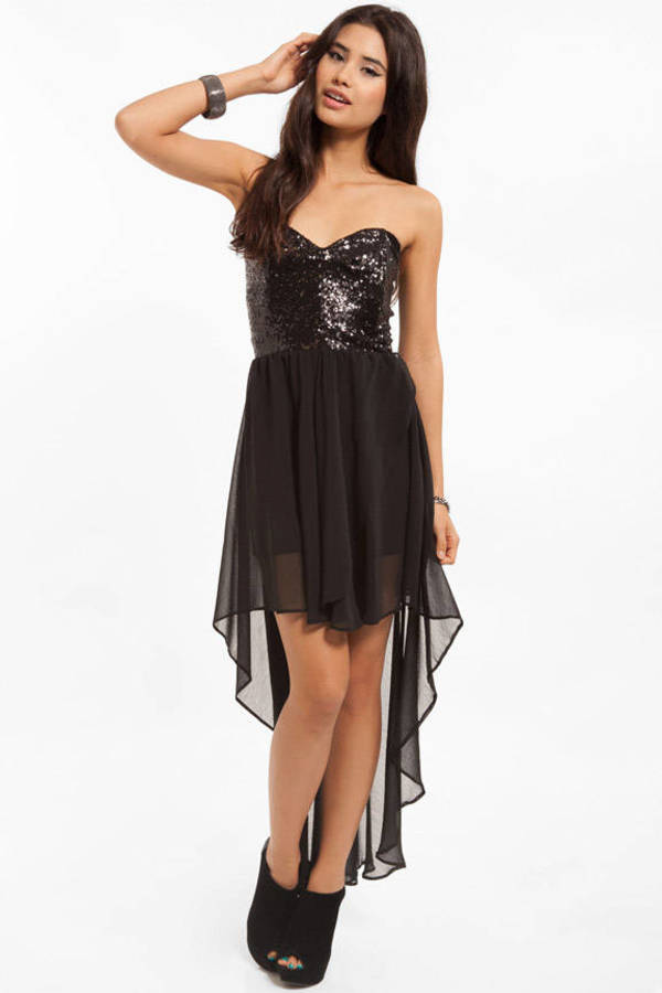 Sweetheart Sequin Corset Hi Low Dress in Black - $15 | Tobi US