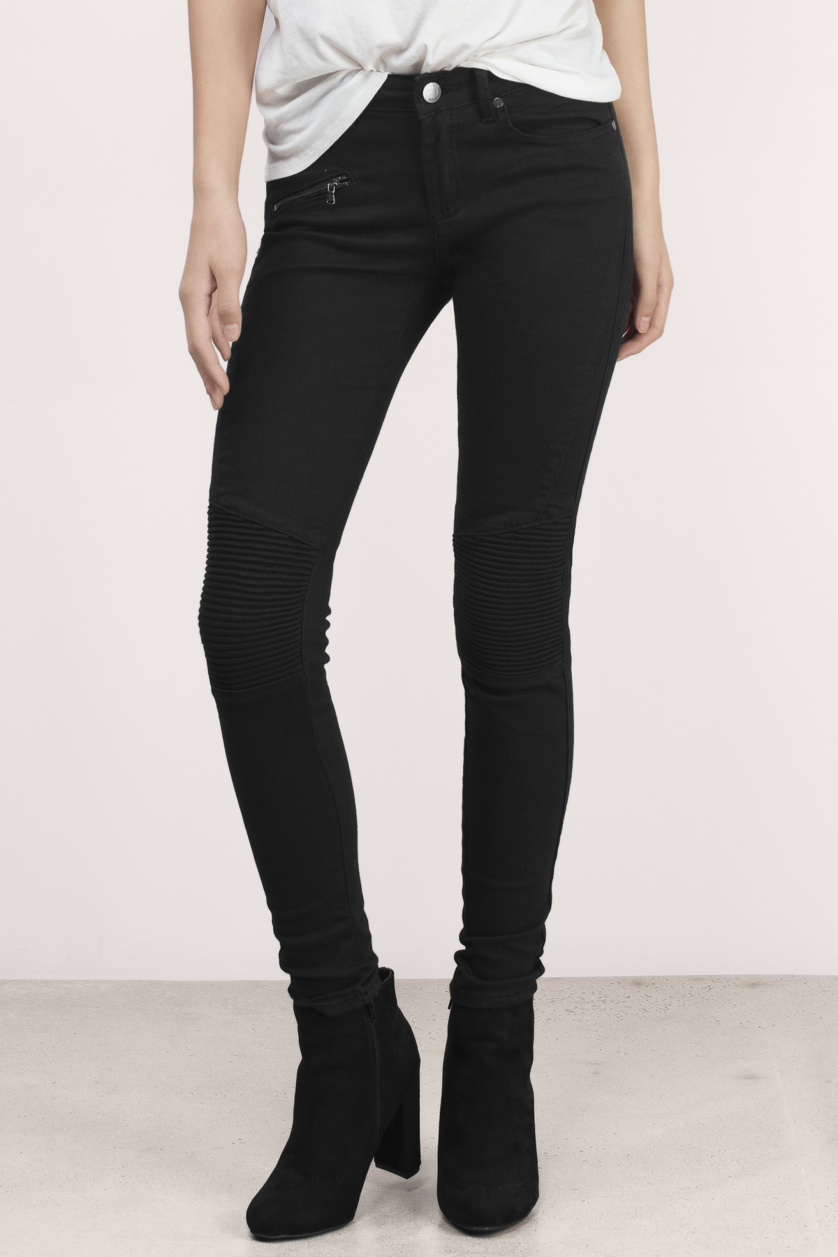 Val Skinny Moto Jeans in Black - $24 | Tobi US