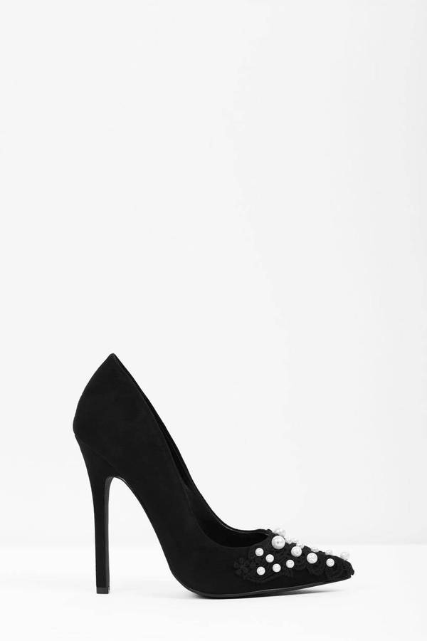 Cheap Black Heels - Pearl Embellished Heels - Black Heels - $41 | Tobi US