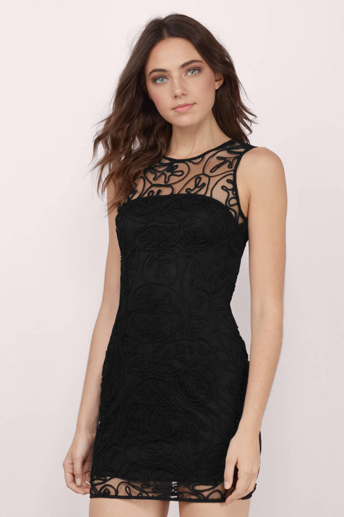 Black Bodycon Dress - Mesh Dress - black Dress - Bodycon Dress