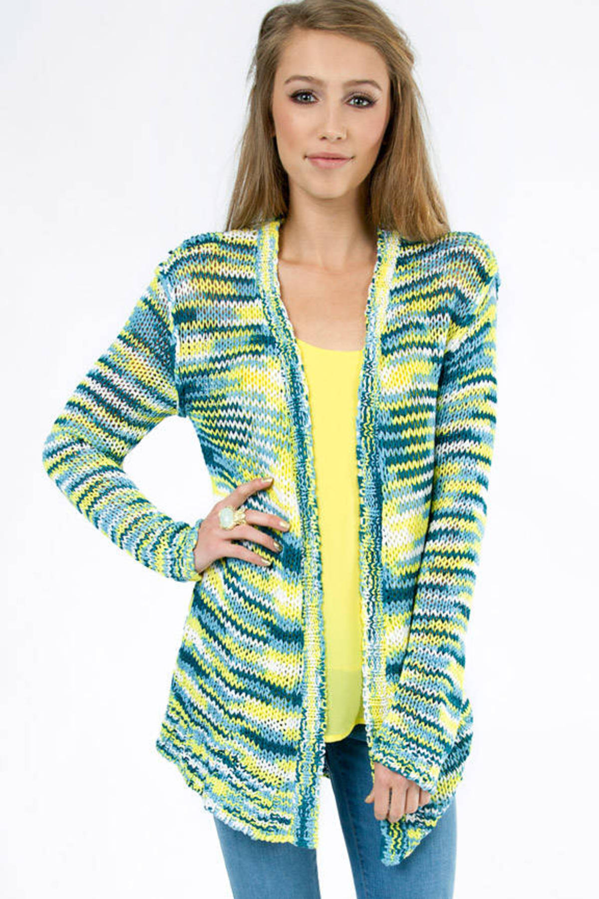 Outer Space Dye Knit Cardigan in Blue Multi 42 Tobi US