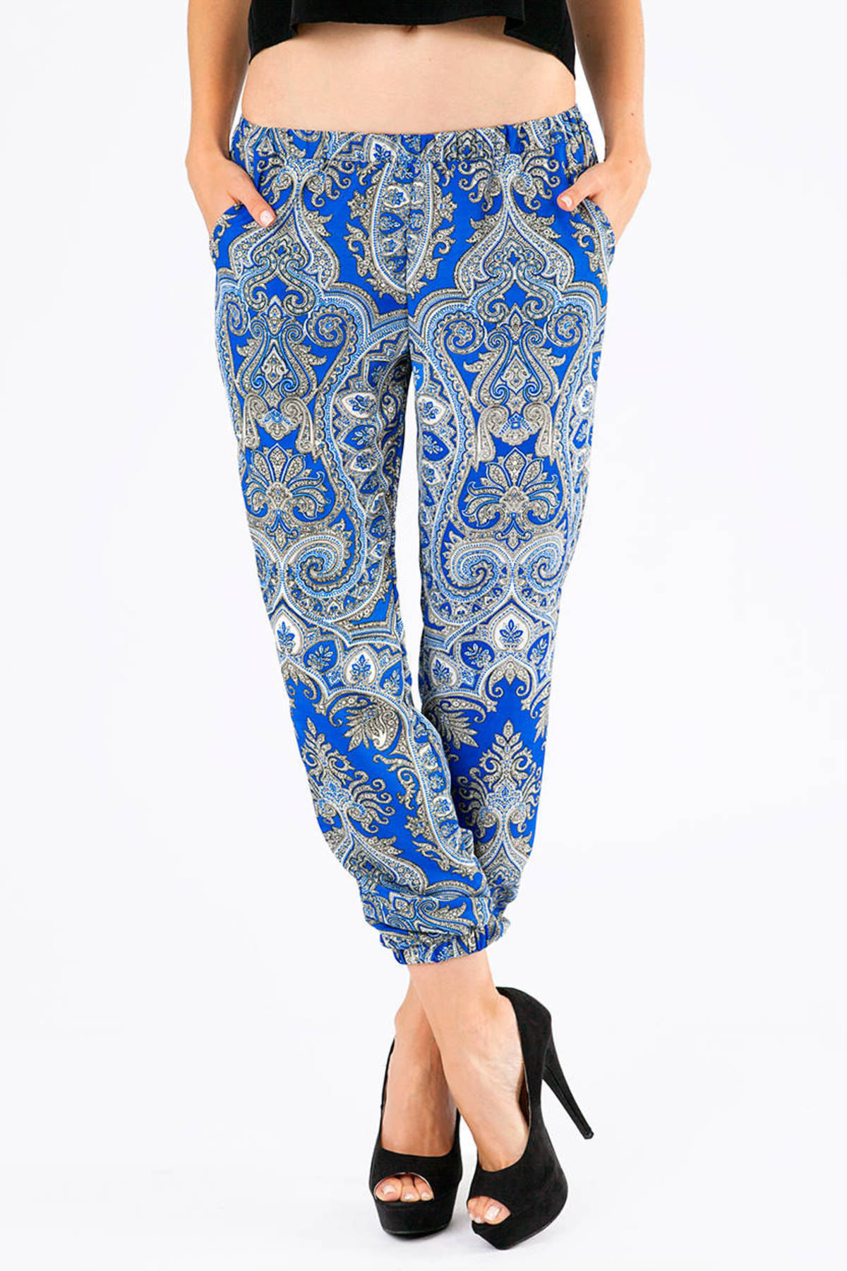 blue paisley pants