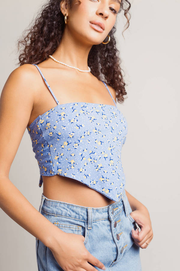 URBAN OUTFITTERS OUT FROM UNDER BLUE FLORAL CORSET BRA CROP TOP SIZE S