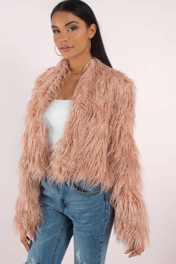 Keepsake Coat - Trendy Blush Pink Coat - Blush Pink Faux Fur Coat ...
