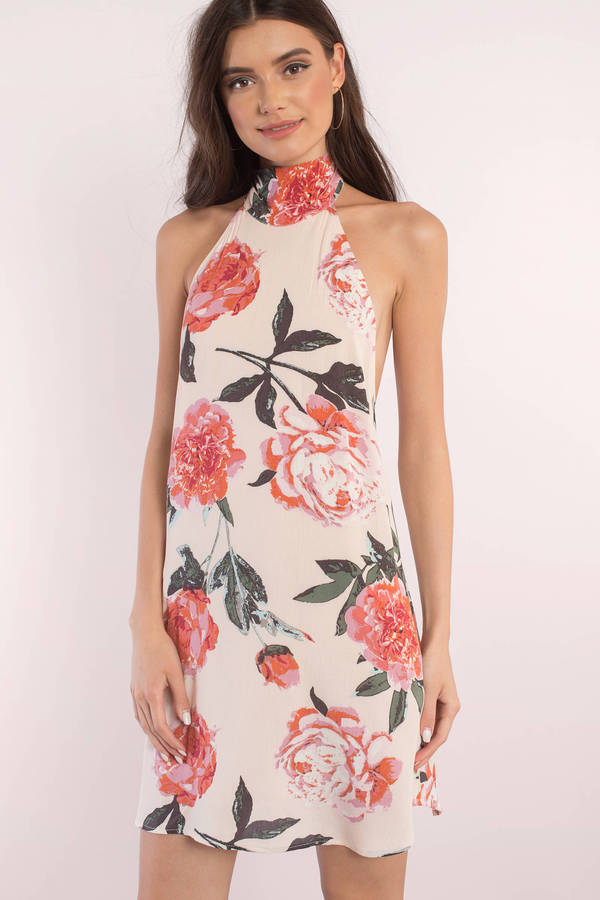Blush Dress - Mock Neck Dress - Pink Print Dress - Shift Dress - $17 ...