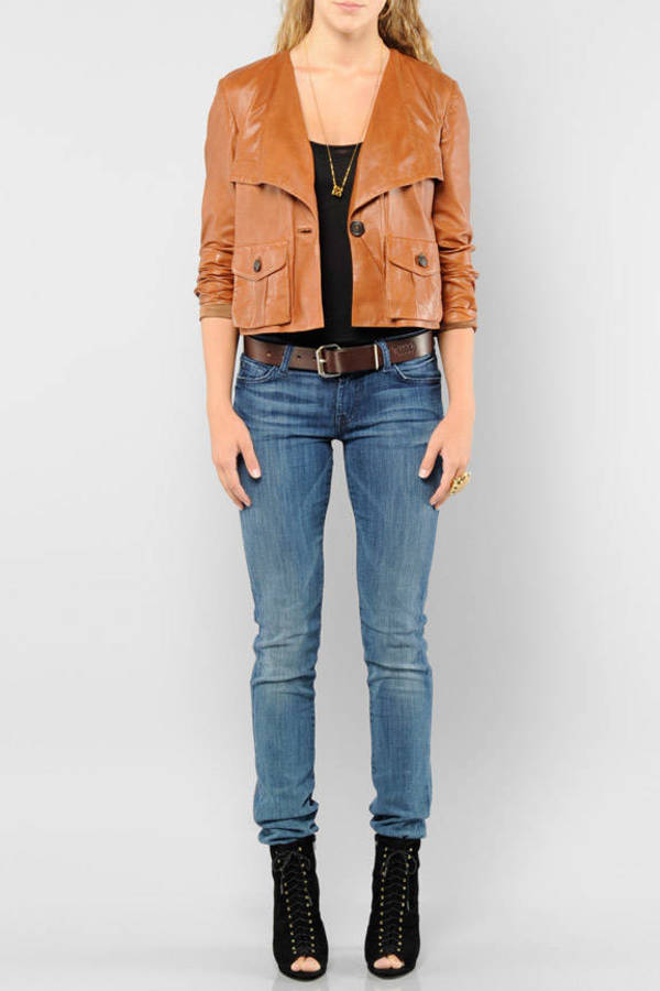 Summer Leather Jacket in Brown Leather - $179 | Tobi US