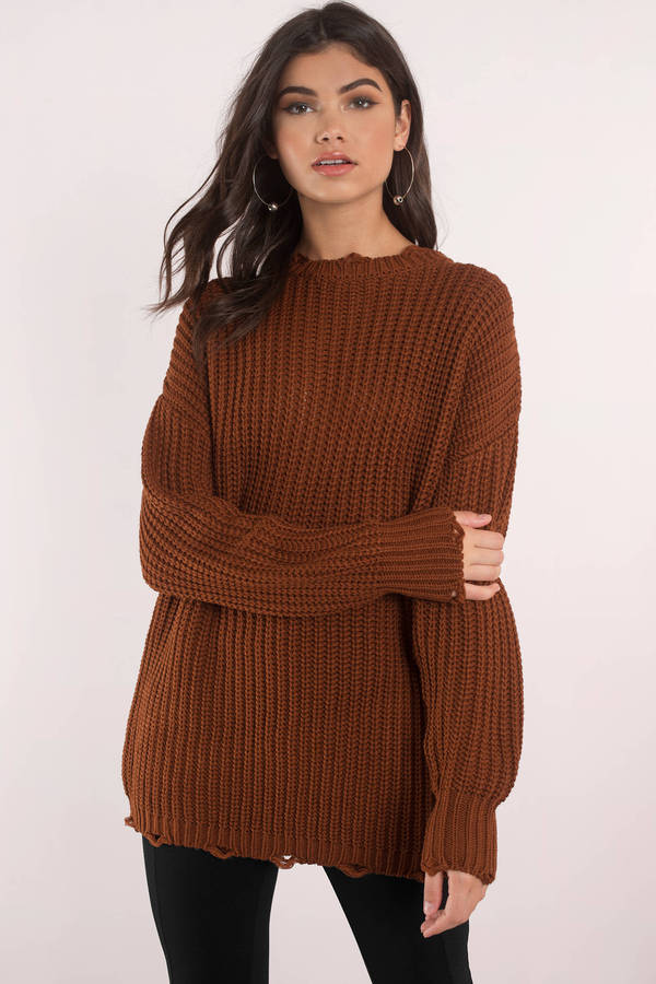 Leslie Oversized Sweater in Brown - $74 | Tobi US