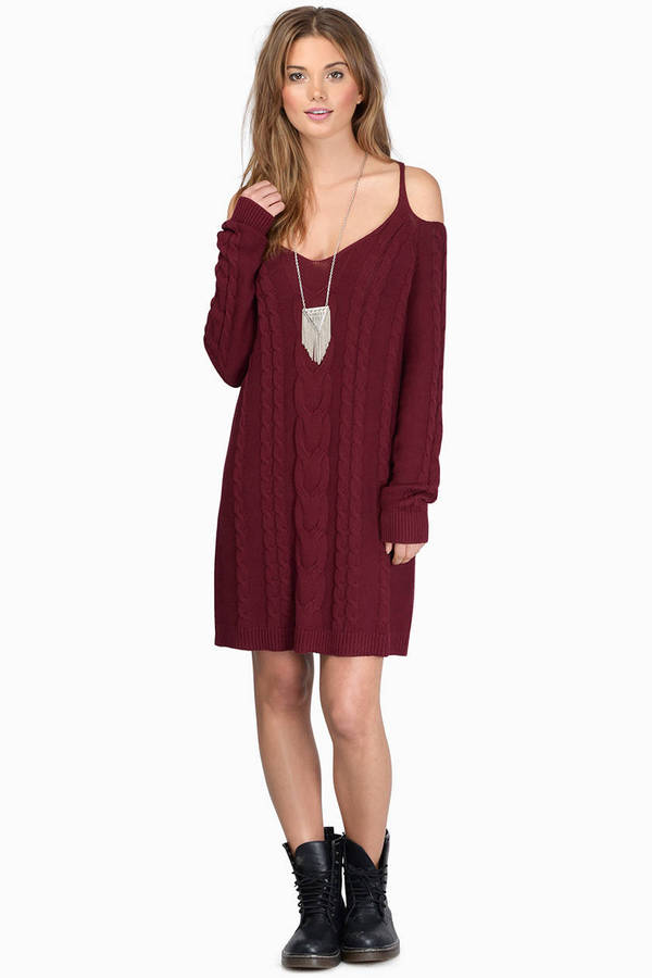Cabin Fever Sweater Dress in Burgundy - $68 | Tobi US