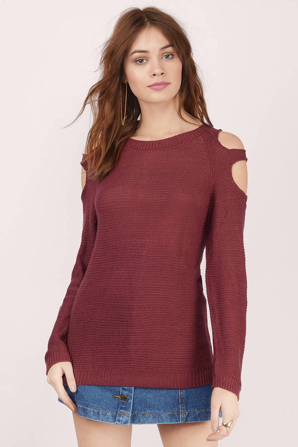 Burgundy Sweater - Crew Neck Sweater - Burgundy Knit Sweater - $9 | Tobi US