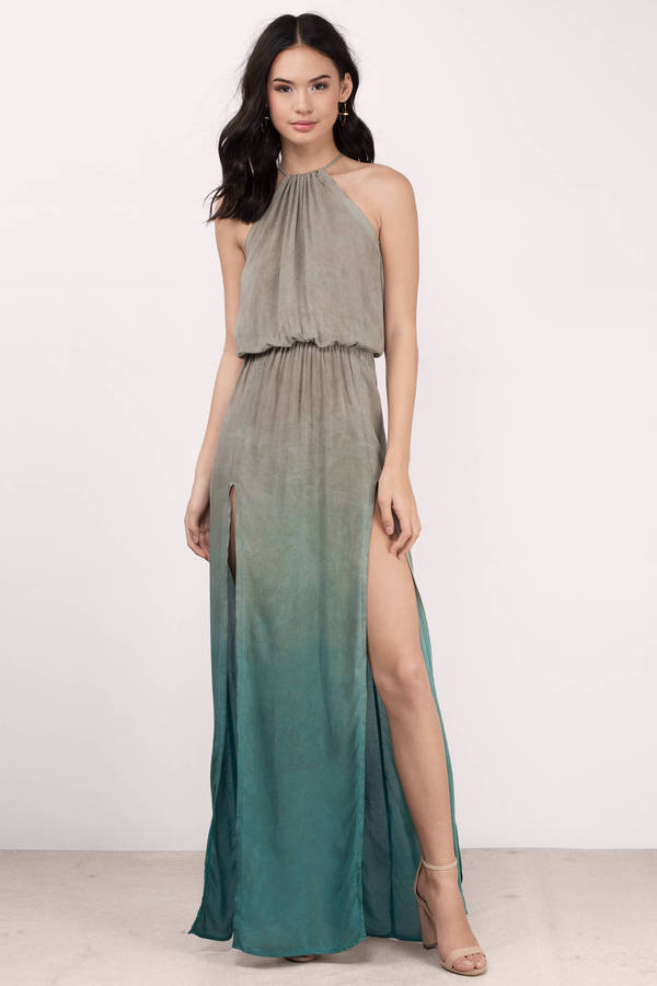 Ammie Double Slit Maxi Dress in Capri Ombre - $176 | Tobi US