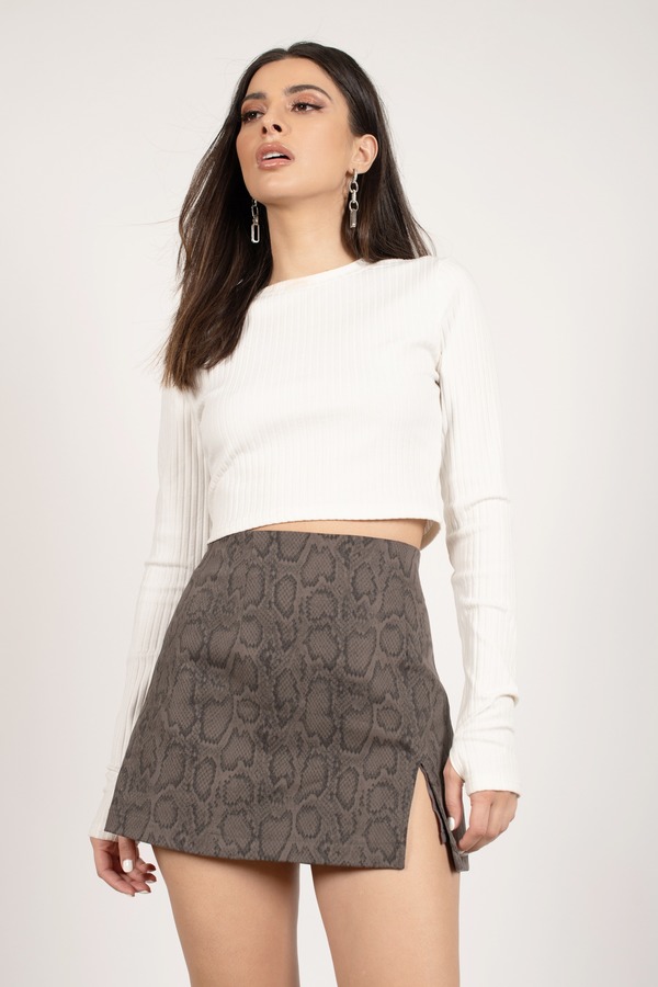 Rattle Off Snake Print A-line Skirt in Charcoal - $88 | Tobi US