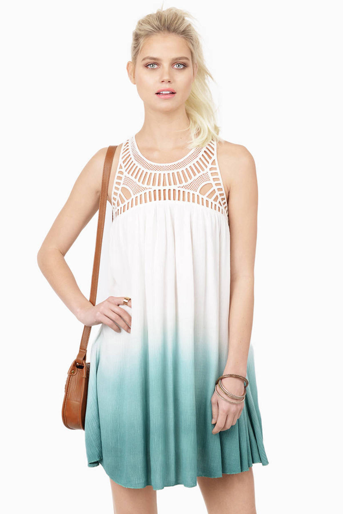 Looks Are Deceiving Dress in Cream & Green - $58 | Tobi US