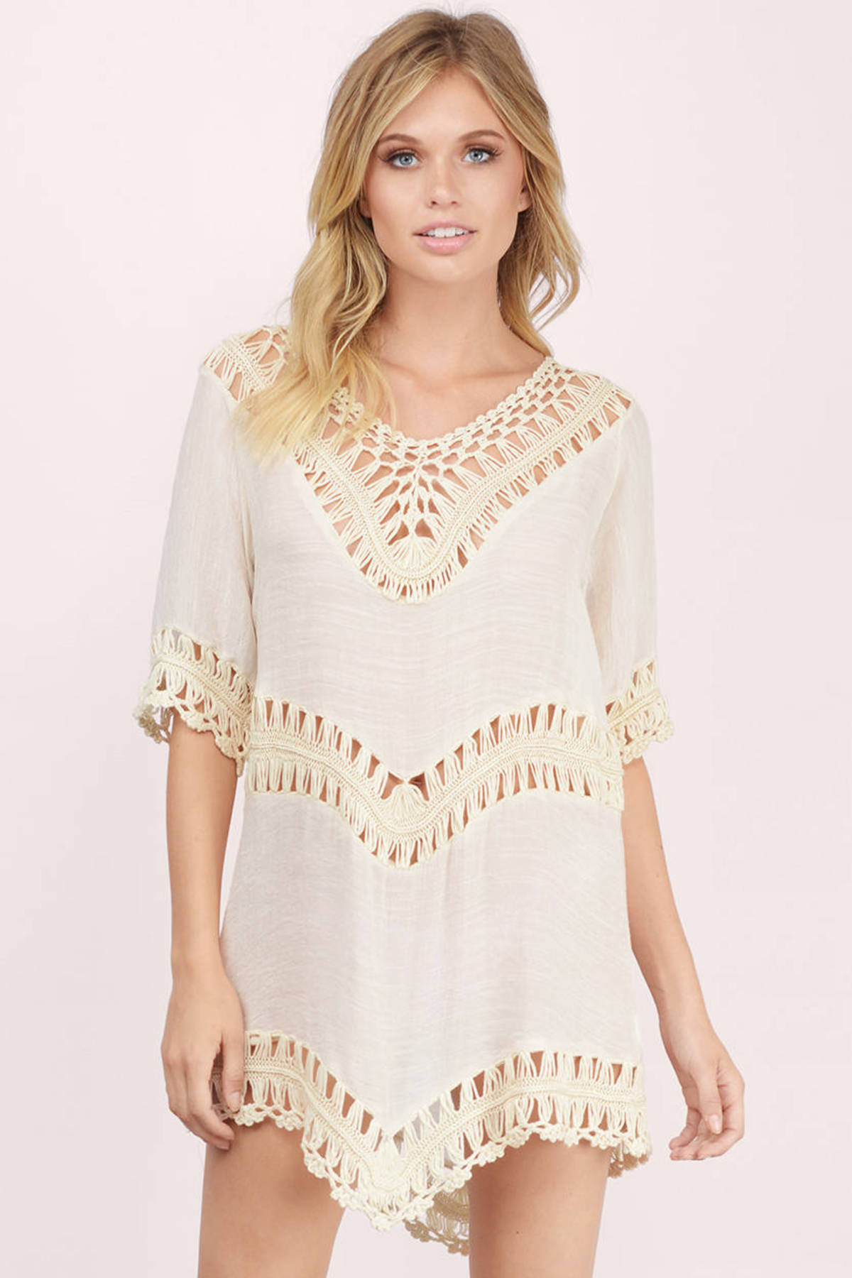 Ready Or Not Crochet Dress in Cream - $12 | Tobi US