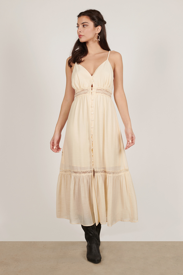 cream colored maxi dress