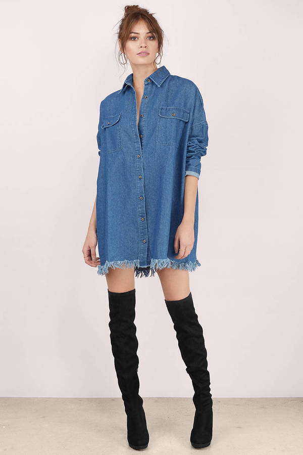 Aurelia Denim Button Down Dress - $74.00 | Tobi