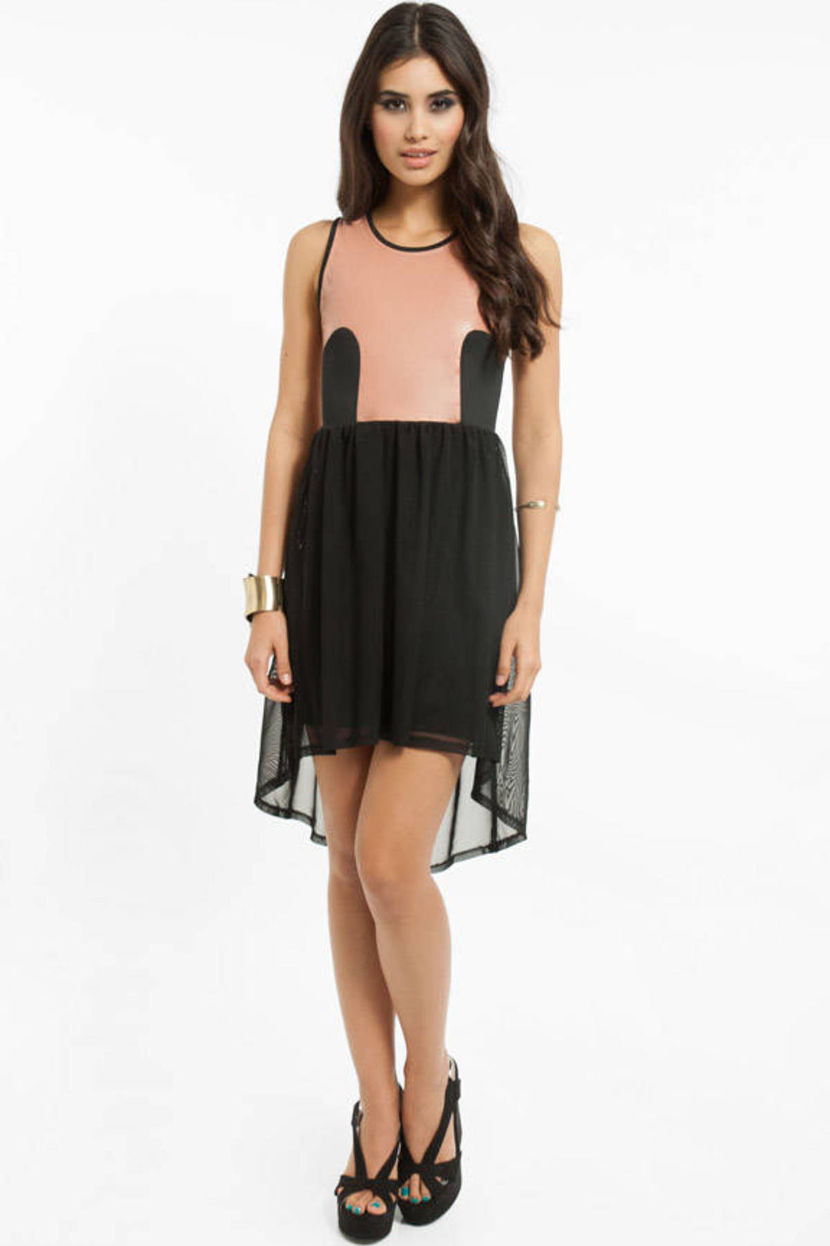 Mod Racer Dress in Dusty Pink and Black - $14 | Tobi US